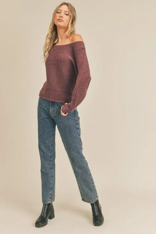 Jada Ribbed Knit Dolman Sleeve Sweater