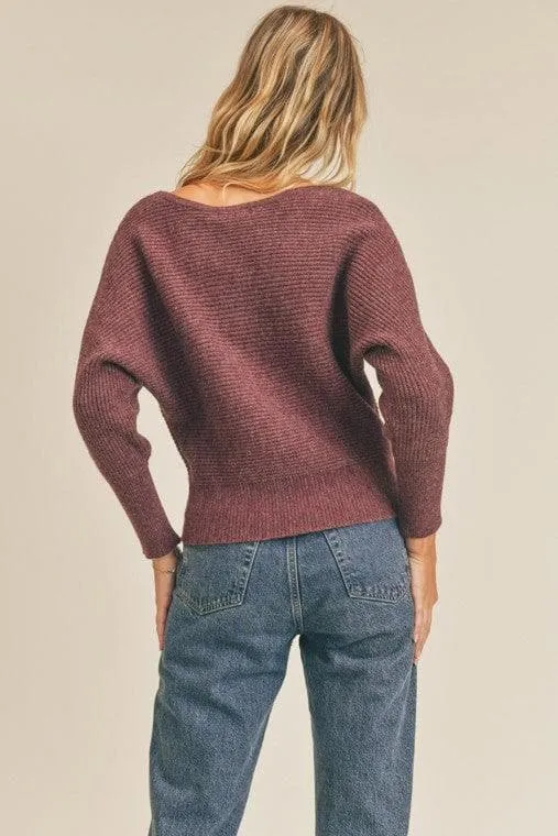 Jada Ribbed Knit Dolman Sleeve Sweater