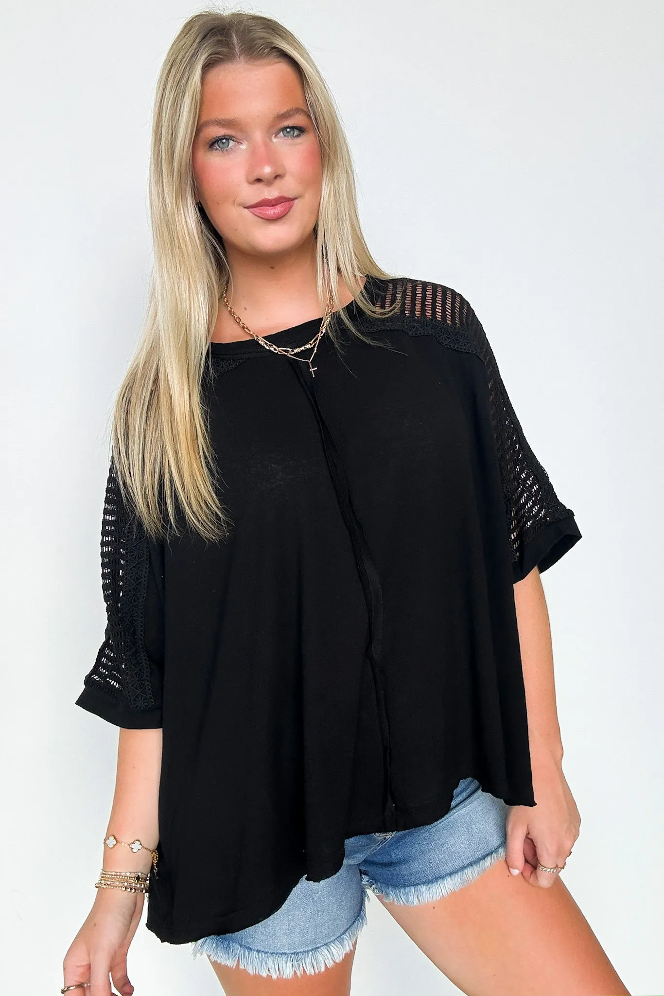 Jaynah Crochet Contrast Tunic Top