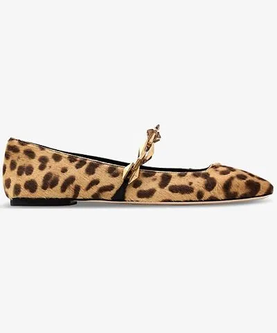 Jimmy Choo Womens Natural Diamond Tilda leopard-print leather ballerina flats