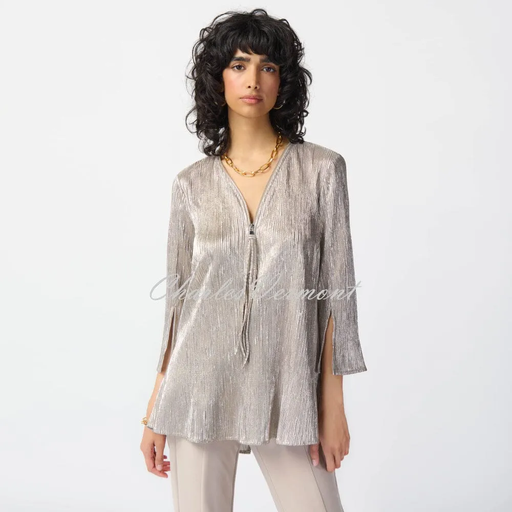 Joseph Ribkoff Shimmer V-neck Zip Tunic Top - Style 241237