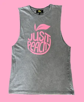 Just Peachy Tank Stone wash grey with pink