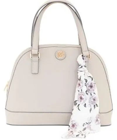 Kim Rogers Saffiano Dome Satchel with Rose Printed Scarf