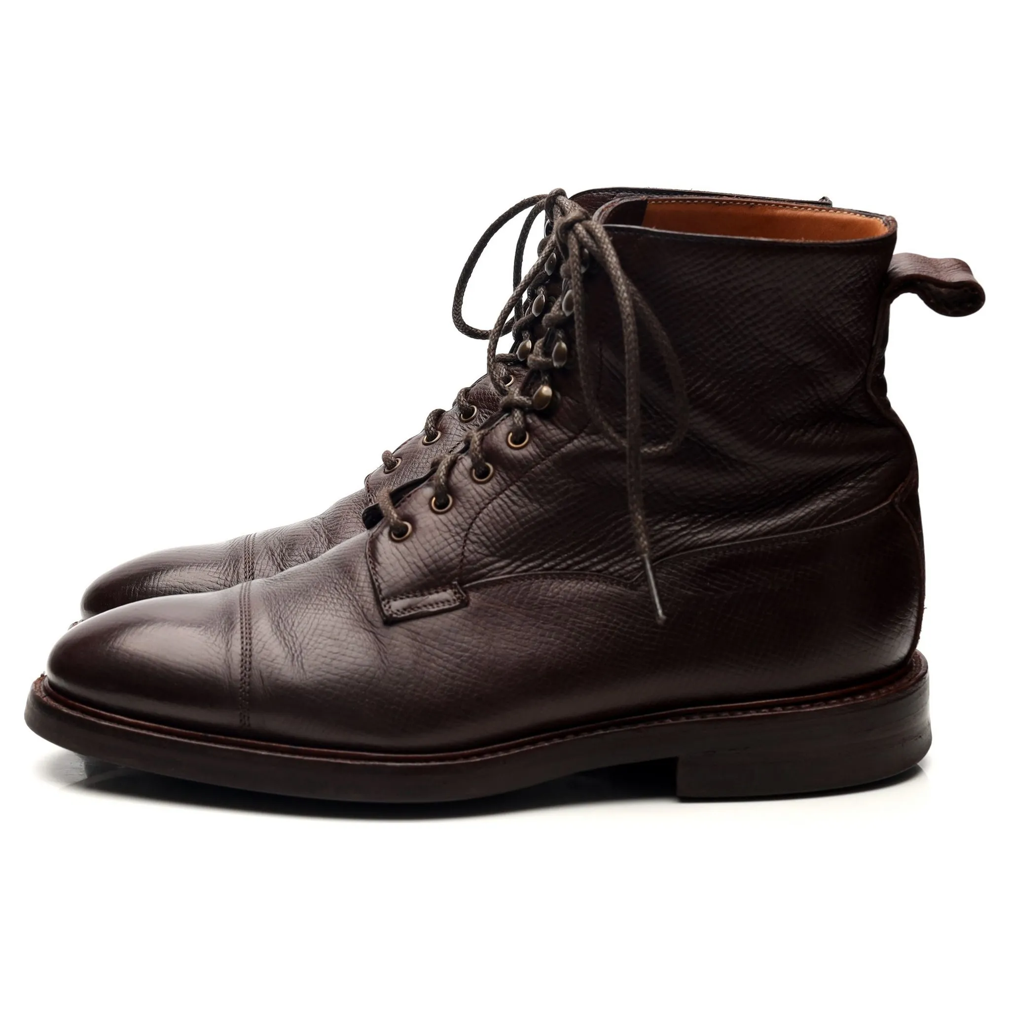 'Kingsley' Dark Brown Leather Cap Toe Boots UK 6