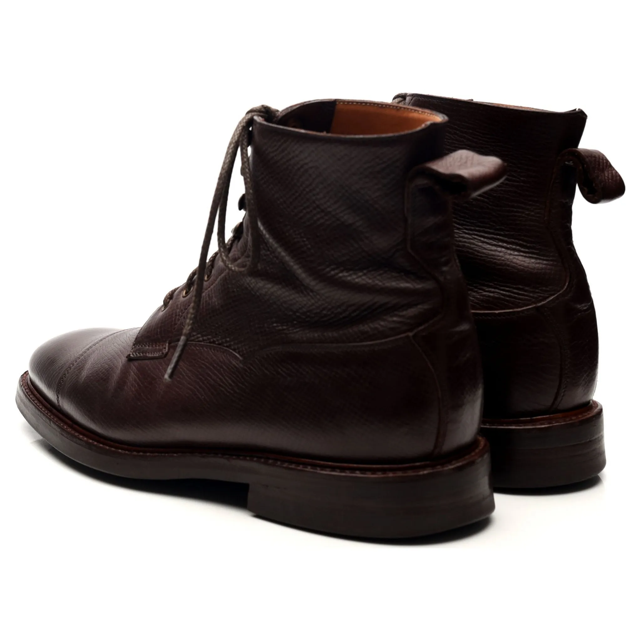 'Kingsley' Dark Brown Leather Cap Toe Boots UK 6