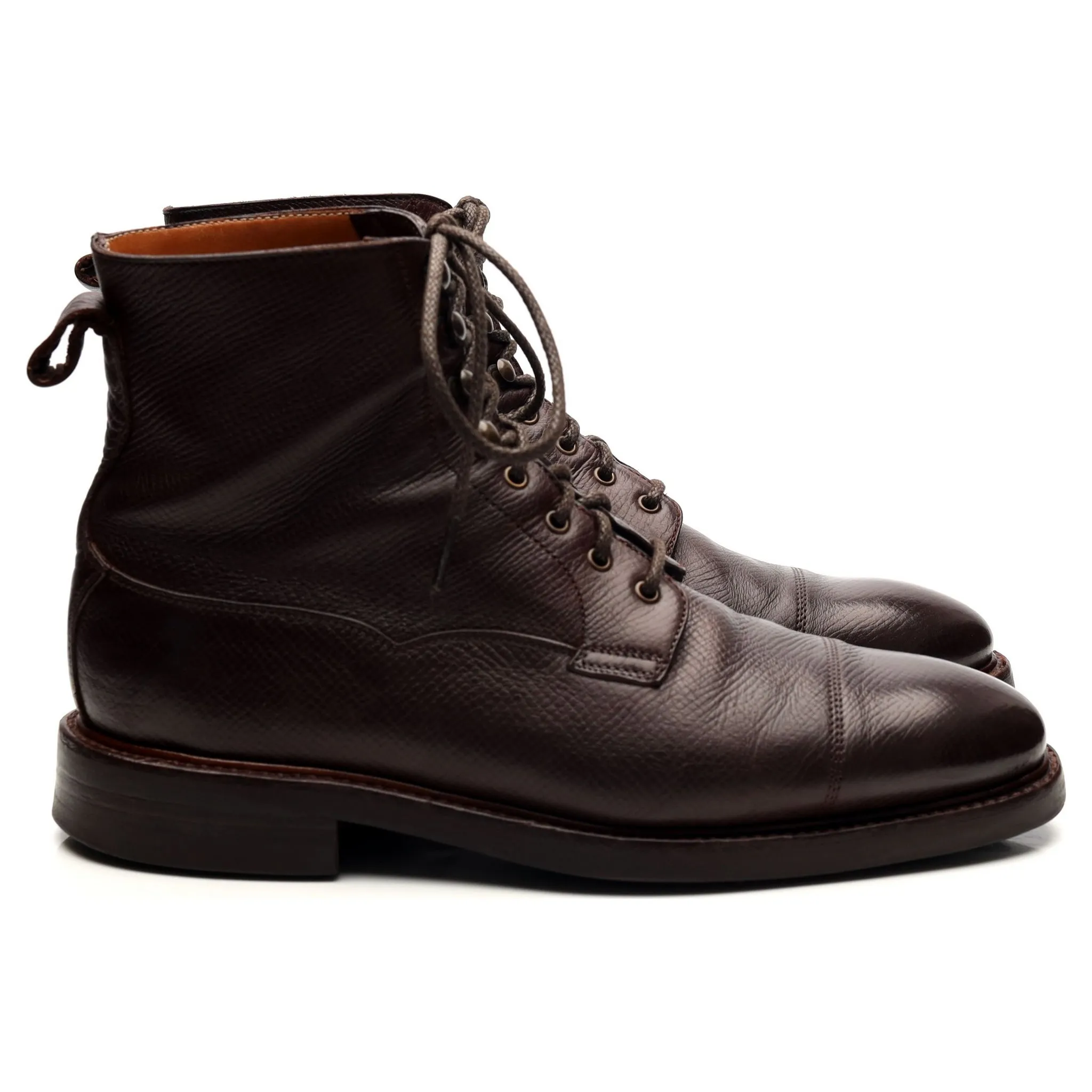 'Kingsley' Dark Brown Leather Cap Toe Boots UK 6