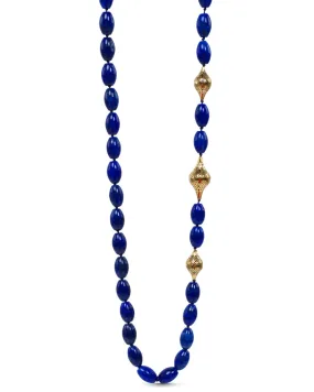 Lapis Beaded Double Wrap Necklace