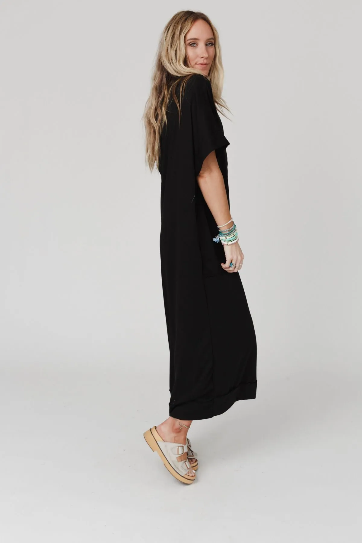 Laurel Short Sleeve Maxi Dress - Black