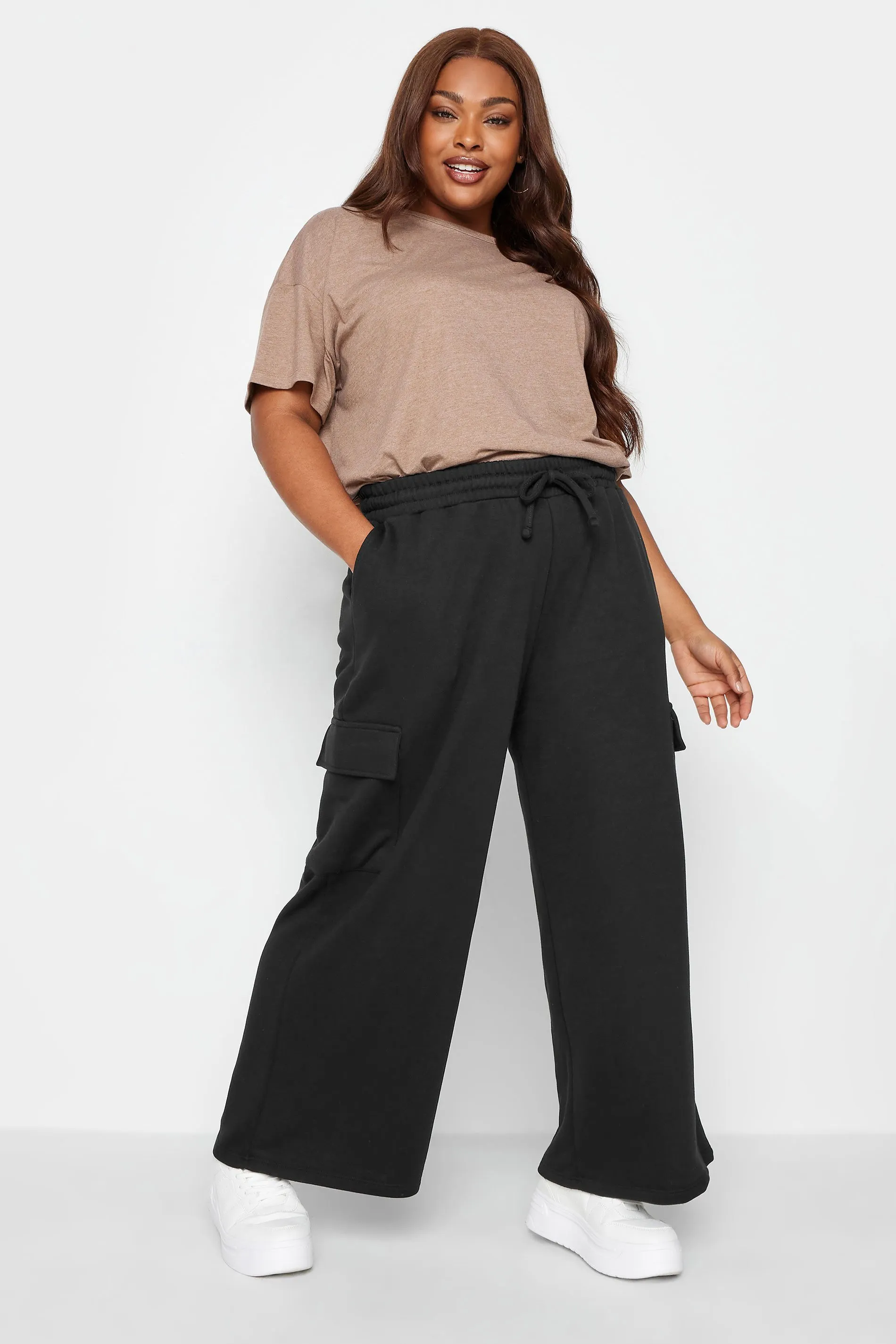 LIMITED COLLECTION Curve Black Wide Leg Cargo Joggers