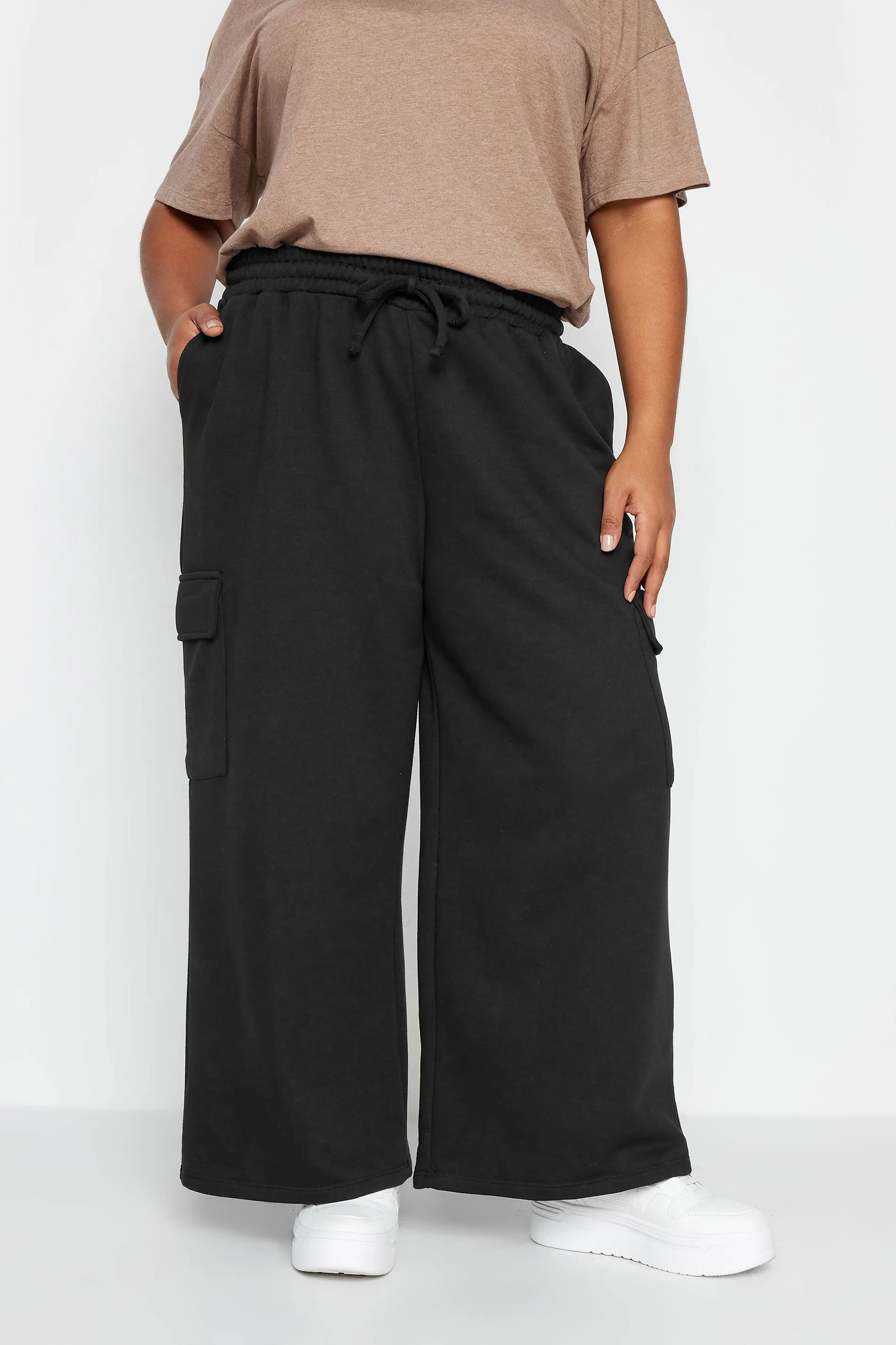 LIMITED COLLECTION Curve Black Wide Leg Cargo Joggers