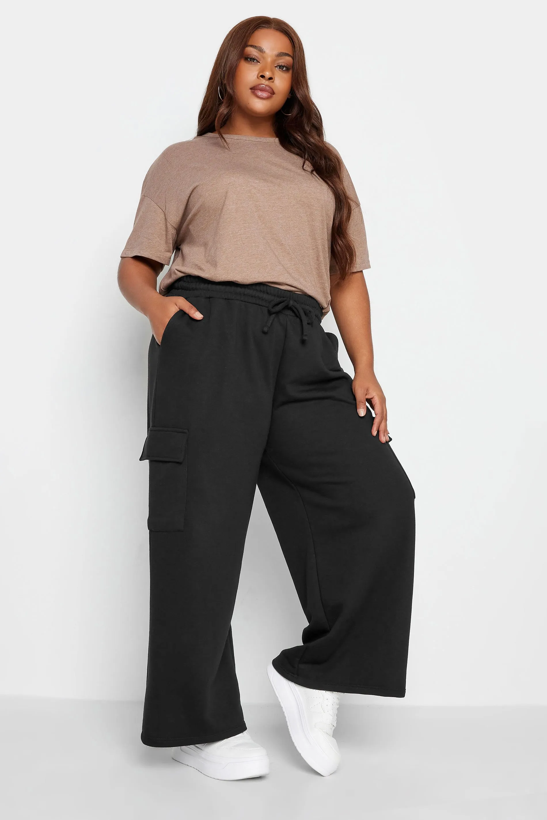 LIMITED COLLECTION Curve Black Wide Leg Cargo Joggers