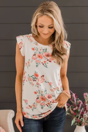 Make An Impact Floral Top- Ivory