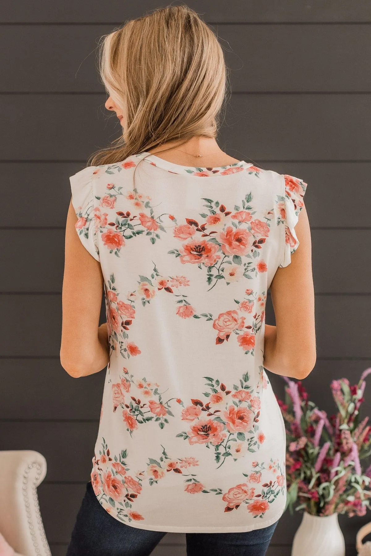 Make An Impact Floral Top- Ivory