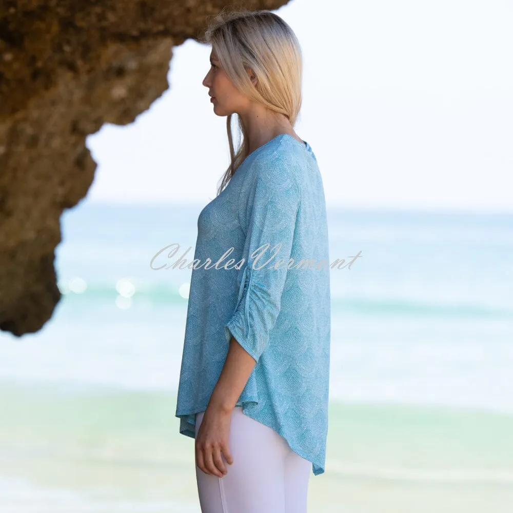 Marble Swirl Print Tunic Top - Style 7418-151 (Aqua / White)