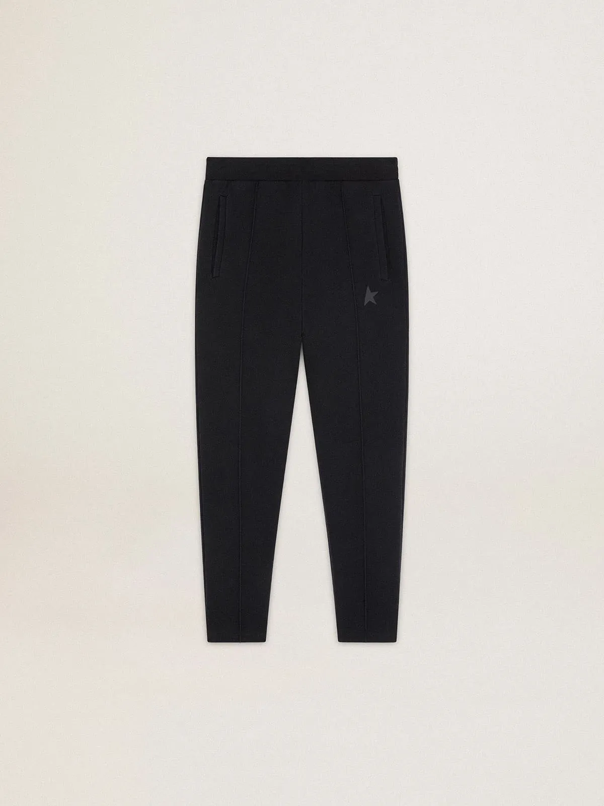 Men's black joggers with star on the front