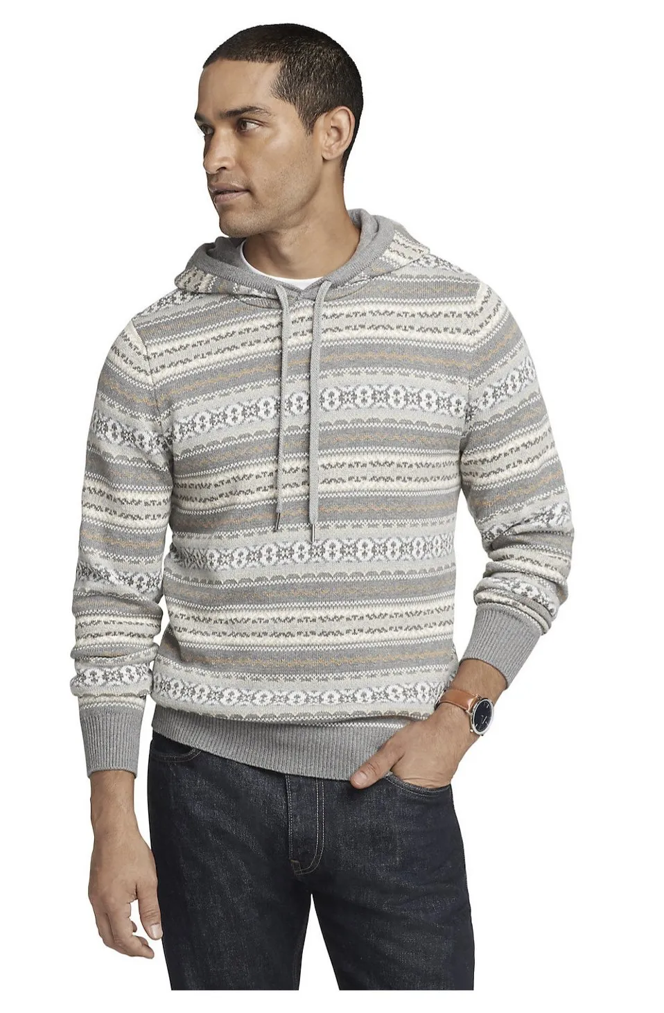 Mens IZOD Classic-Fit Fair Isle Hooded Sweater