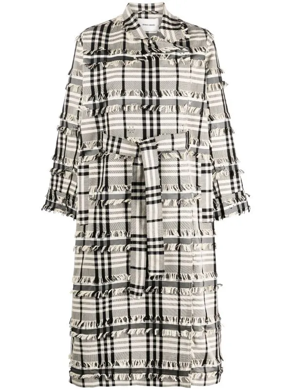 Midnight Coat - White Black Fringe Checks