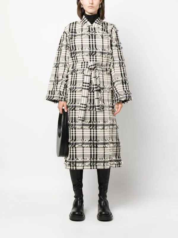 Midnight Coat - White Black Fringe Checks