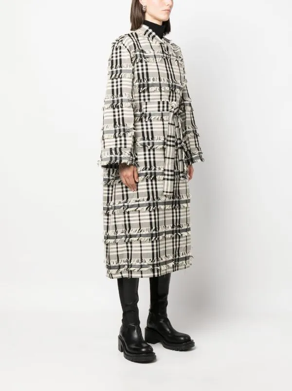 Midnight Coat - White Black Fringe Checks