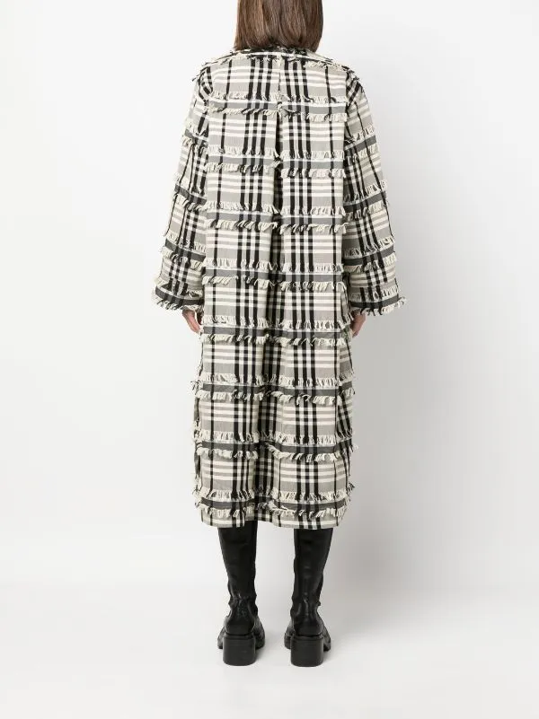 Midnight Coat - White Black Fringe Checks