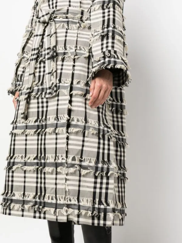 Midnight Coat - White Black Fringe Checks