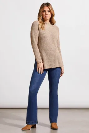 Mock Neck Tunic Sweater with Side Slits