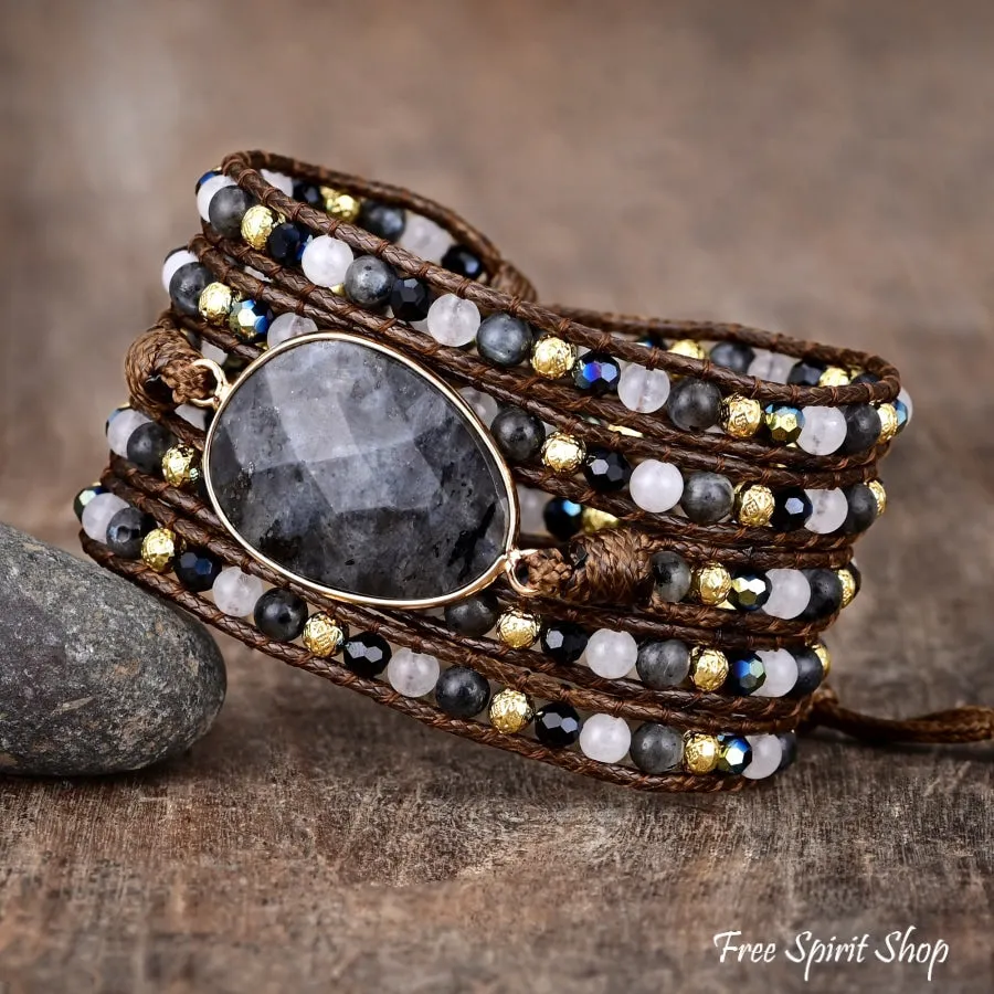 Natural Black Labradorite Wrap Bracelet