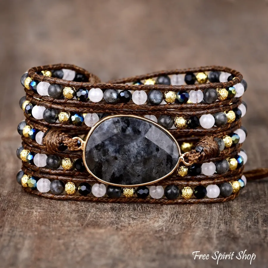 Natural Black Labradorite Wrap Bracelet