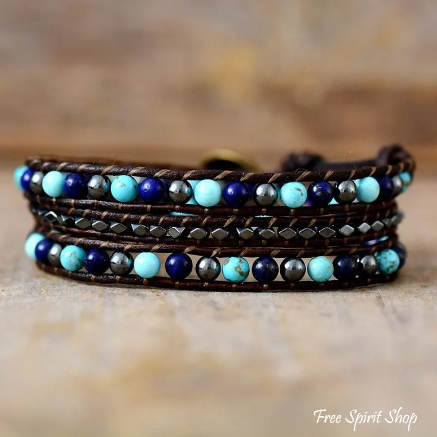 Natural Hematite & Mixed Bead Wrap Bracelet