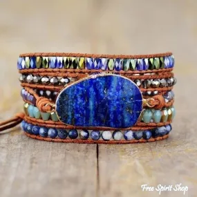 Natural Lapis Lazuli & Sodalite Wrap Bracelet