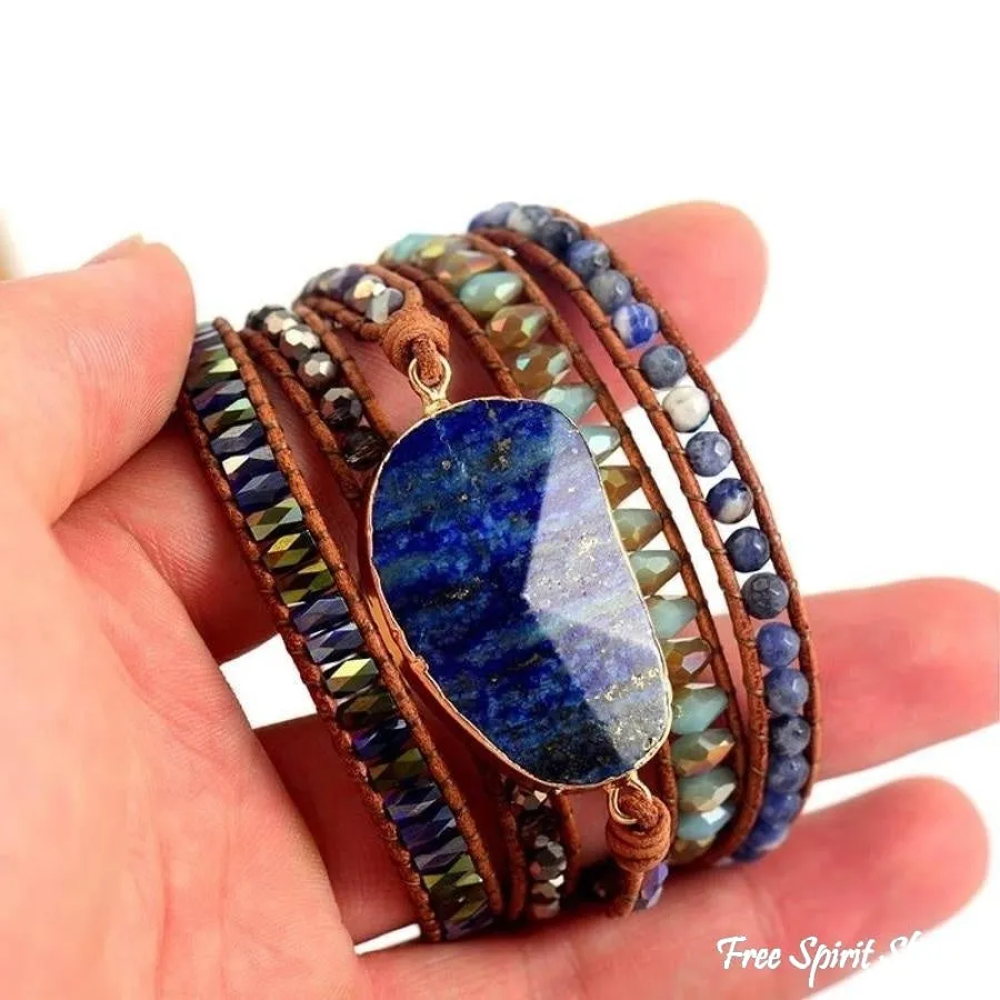 Natural Lapis Lazuli & Sodalite Wrap Bracelet