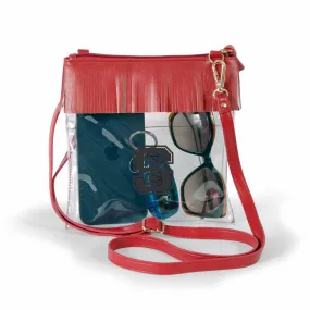 NC State Wolfpack Women's Red Judyann Clear Crossbody with Fringe