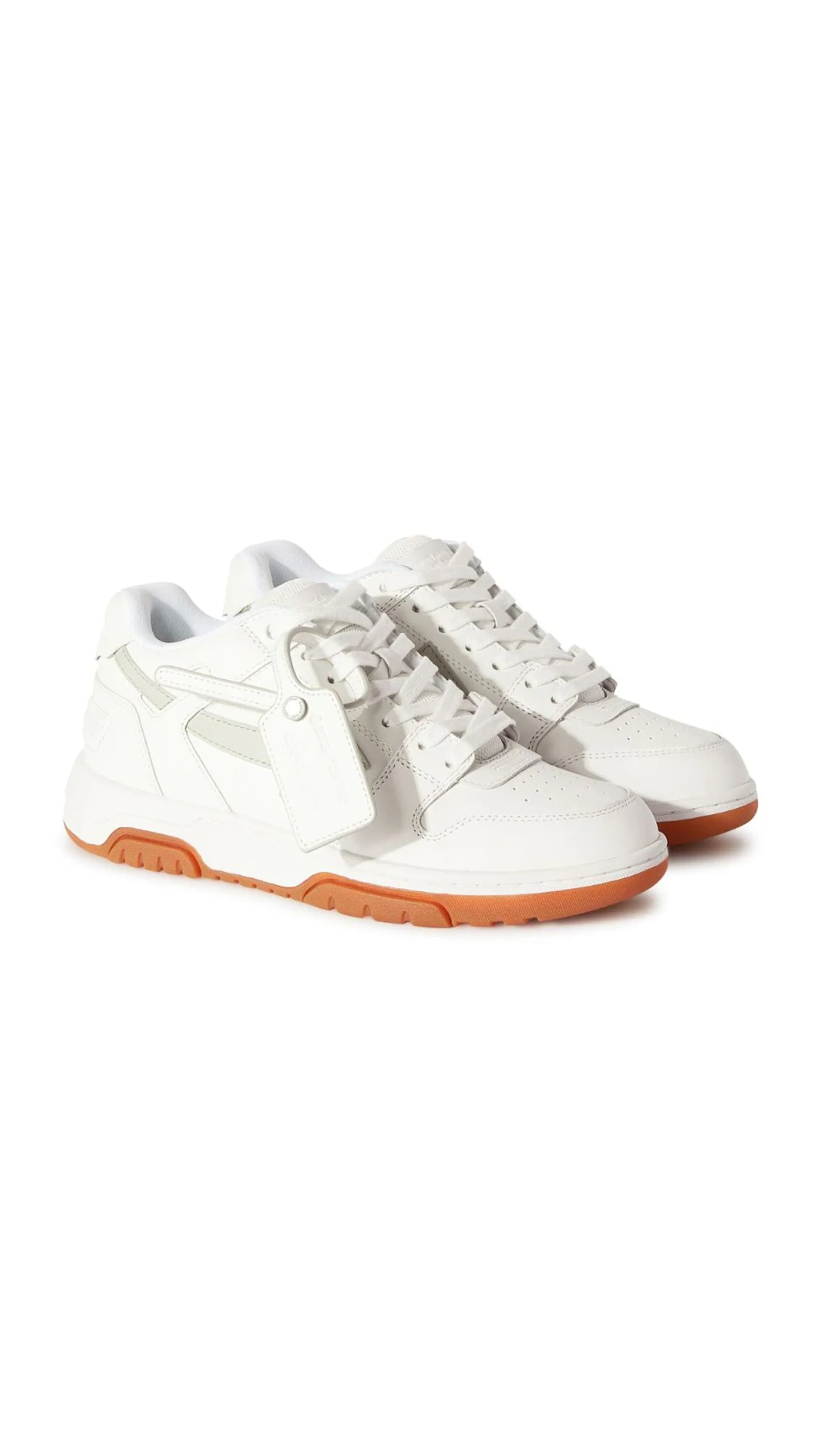 Out Of Office Calfskin Sneakers - White/Sage/Orange