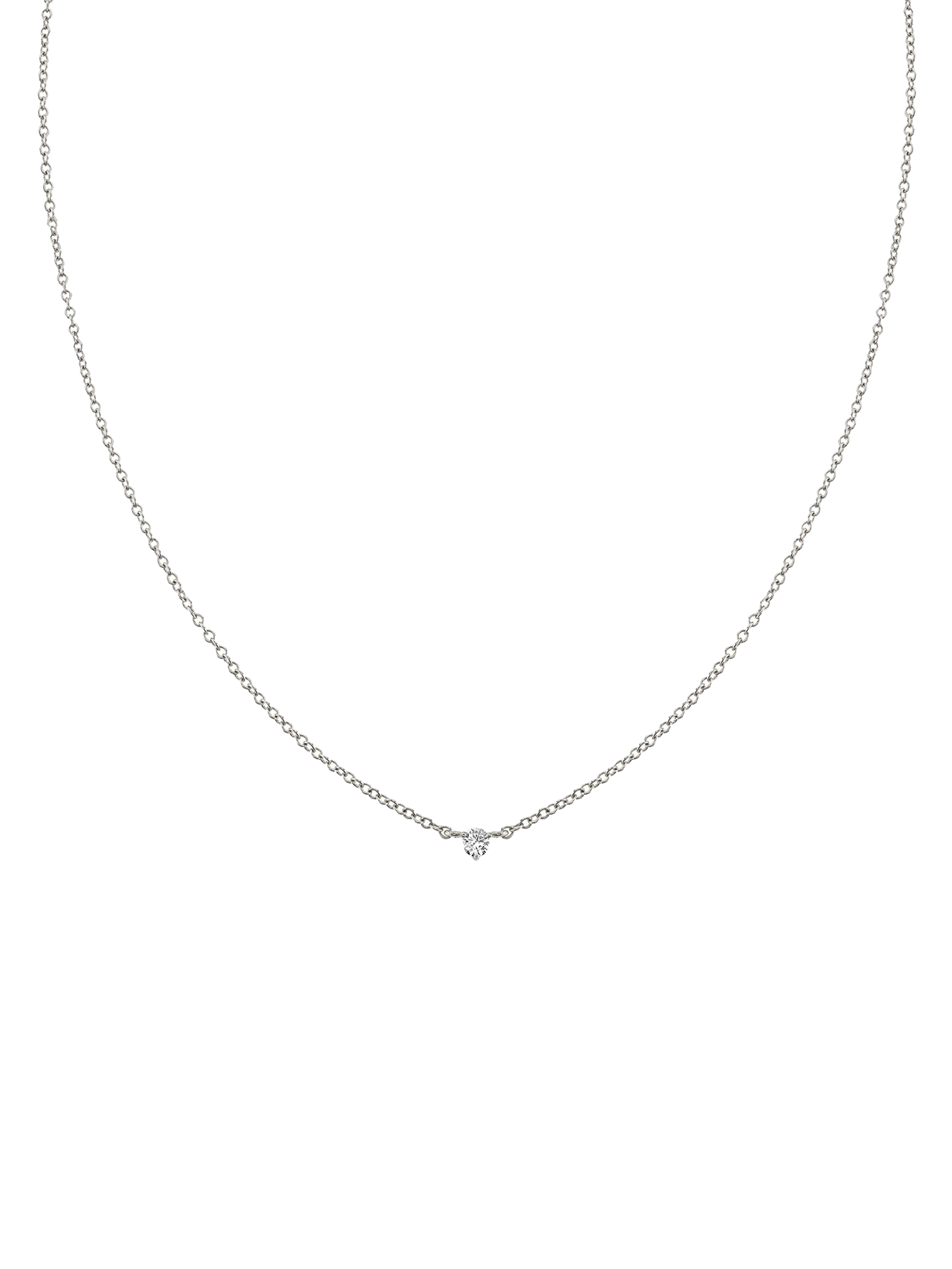 Petite Solitaire Necklace - White Diamond / 14k White Gold