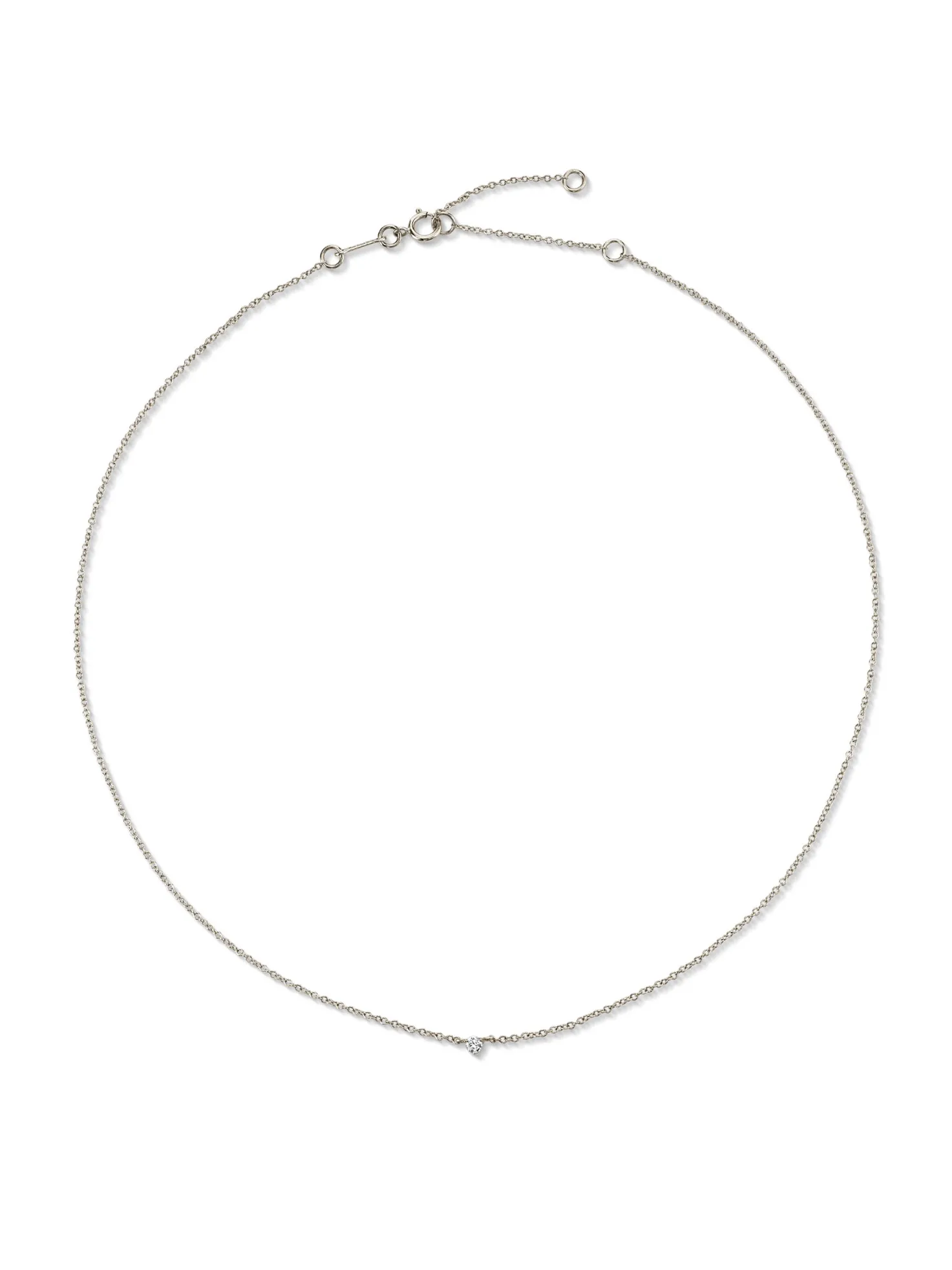 Petite Solitaire Necklace - White Diamond / 14k White Gold