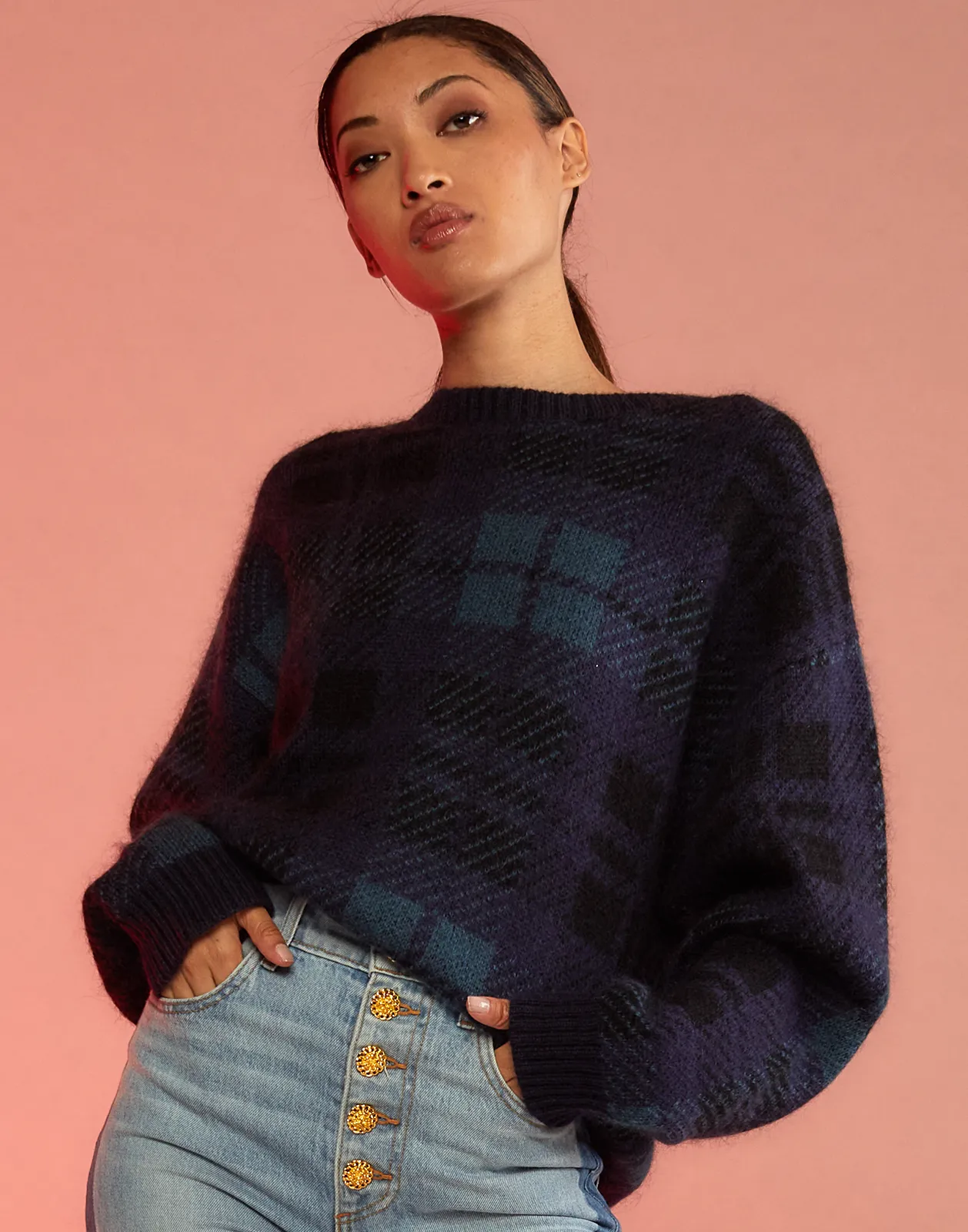 Plaid Mohair Sweater