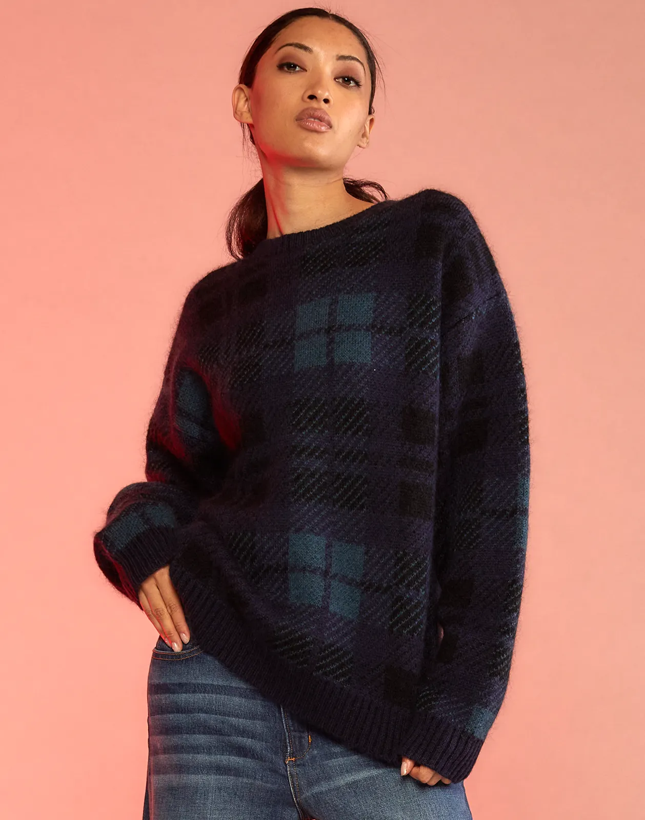 Plaid Mohair Sweater