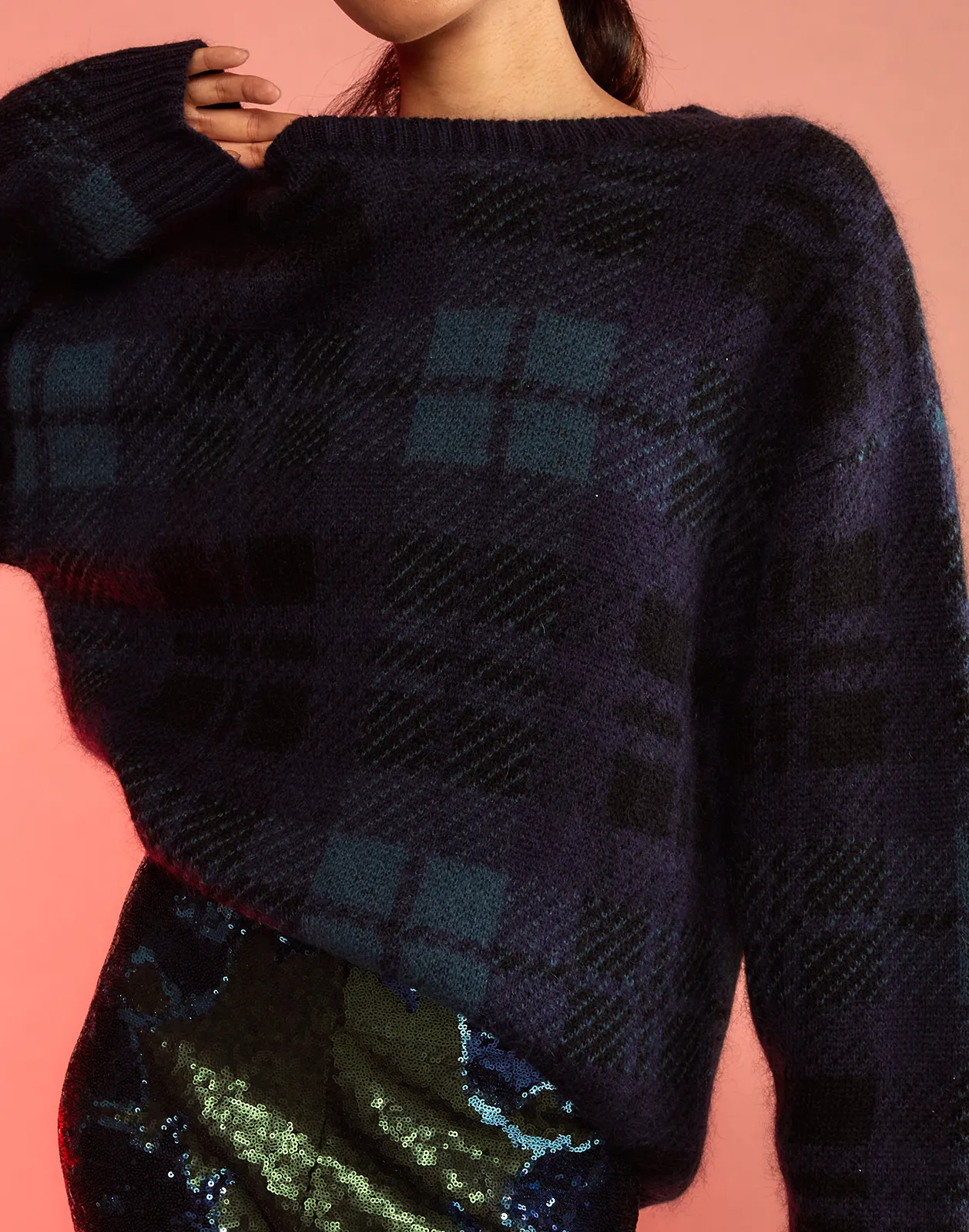 Plaid Mohair Sweater