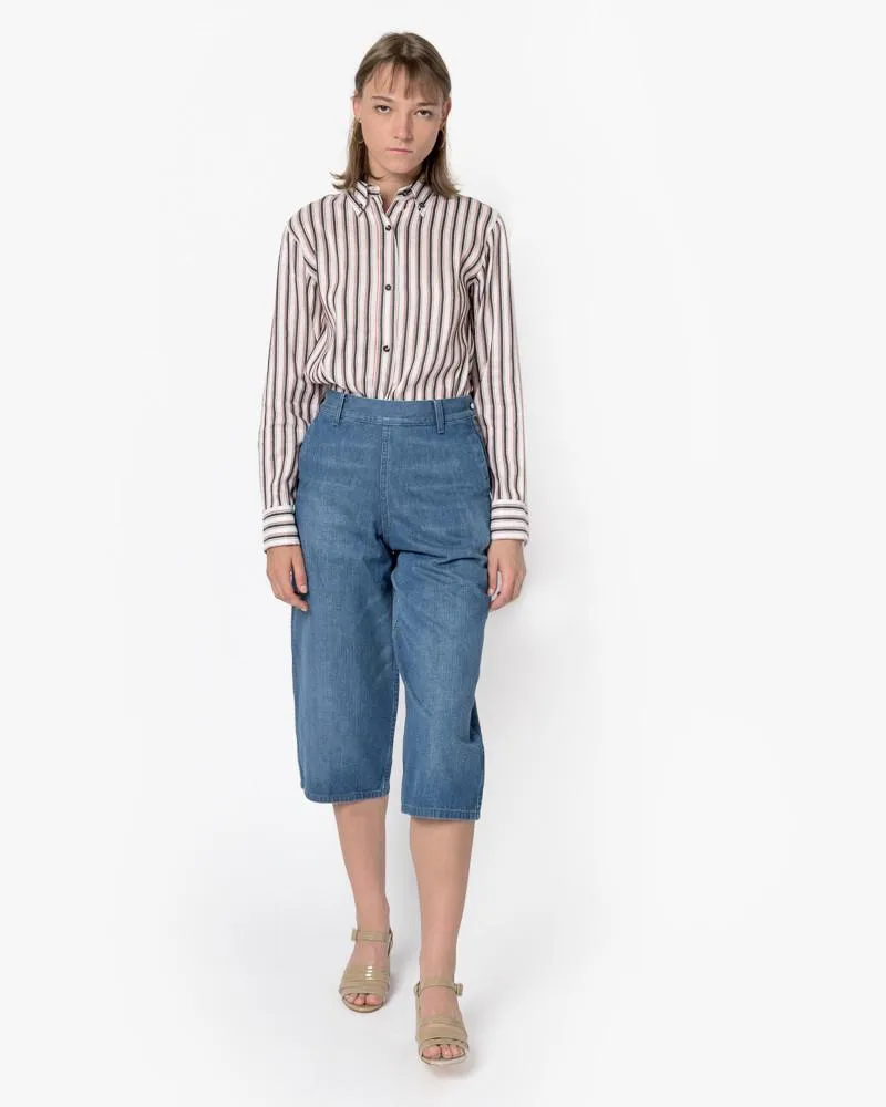 Plain Front Denim Culottes