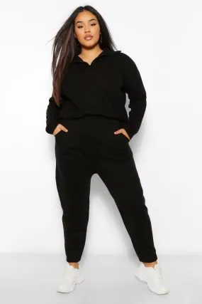 Plus Polo Sweater & Jogger Loungewear Set