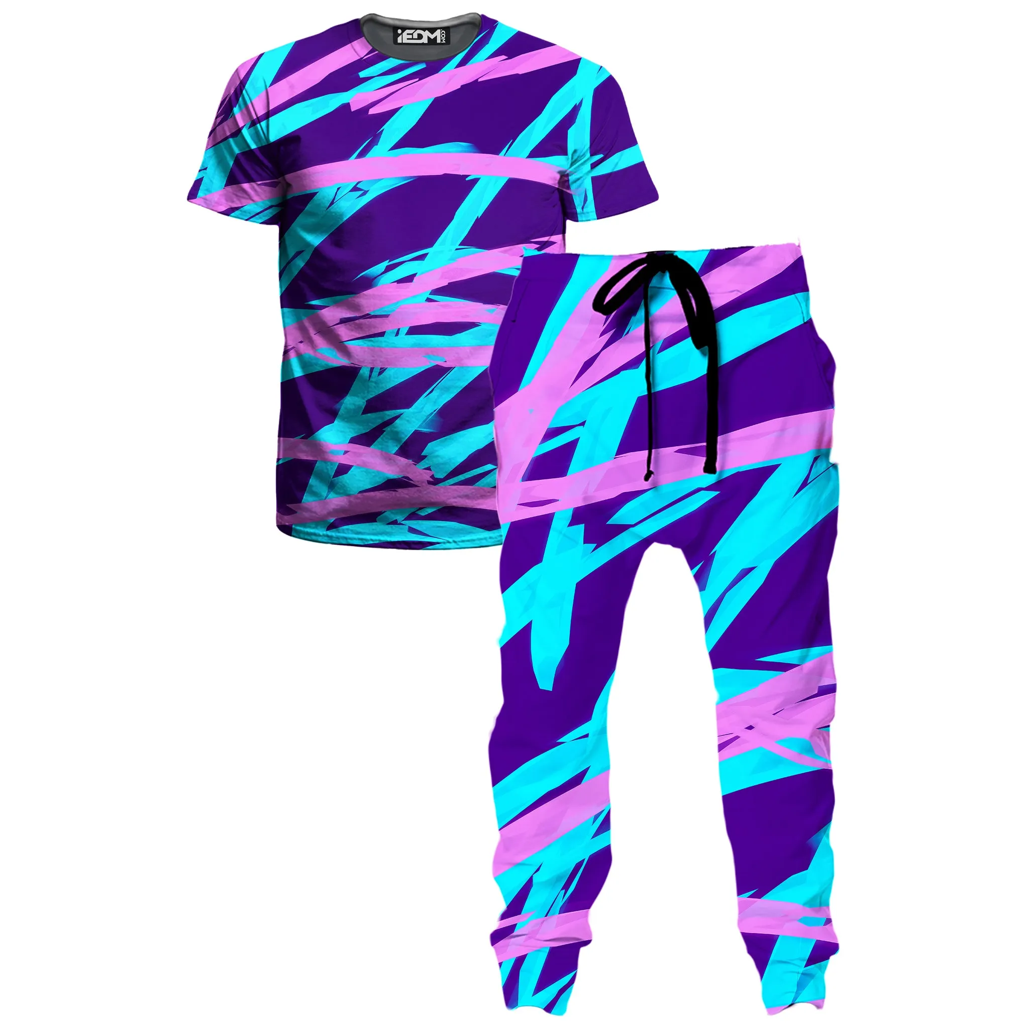 Purple and Blue Rave Abstract T-Shirt and Joggers Combo