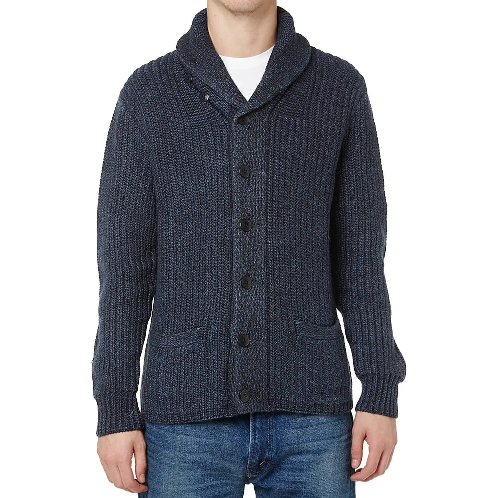 RRL Shawl Collar Heavy Cotton CardiganPlated Indigo