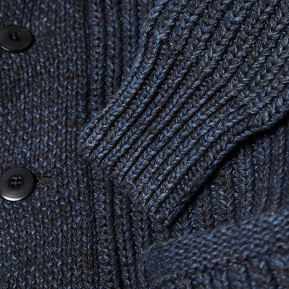 RRL Shawl Collar Heavy Cotton CardiganPlated Indigo