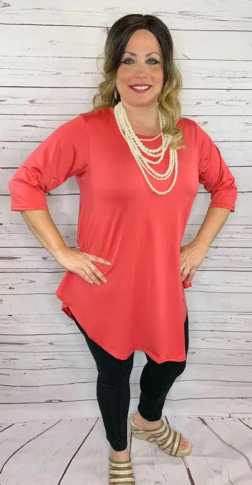 S-M-L-XL : Coral Scoop Tunic