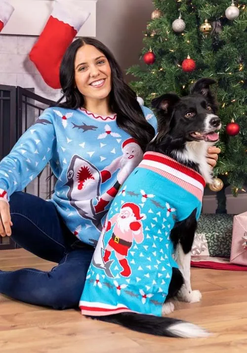 Santa vs Shark Dog Sweater