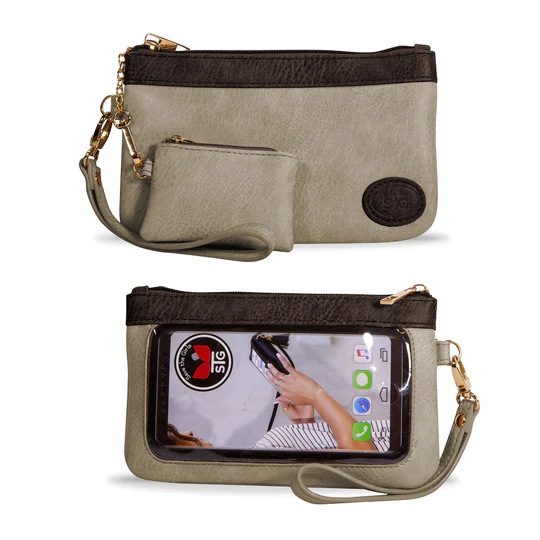 SavetheGirls Catchy Clutch Touch Screen Cell Phone Purse- Mocha Cream