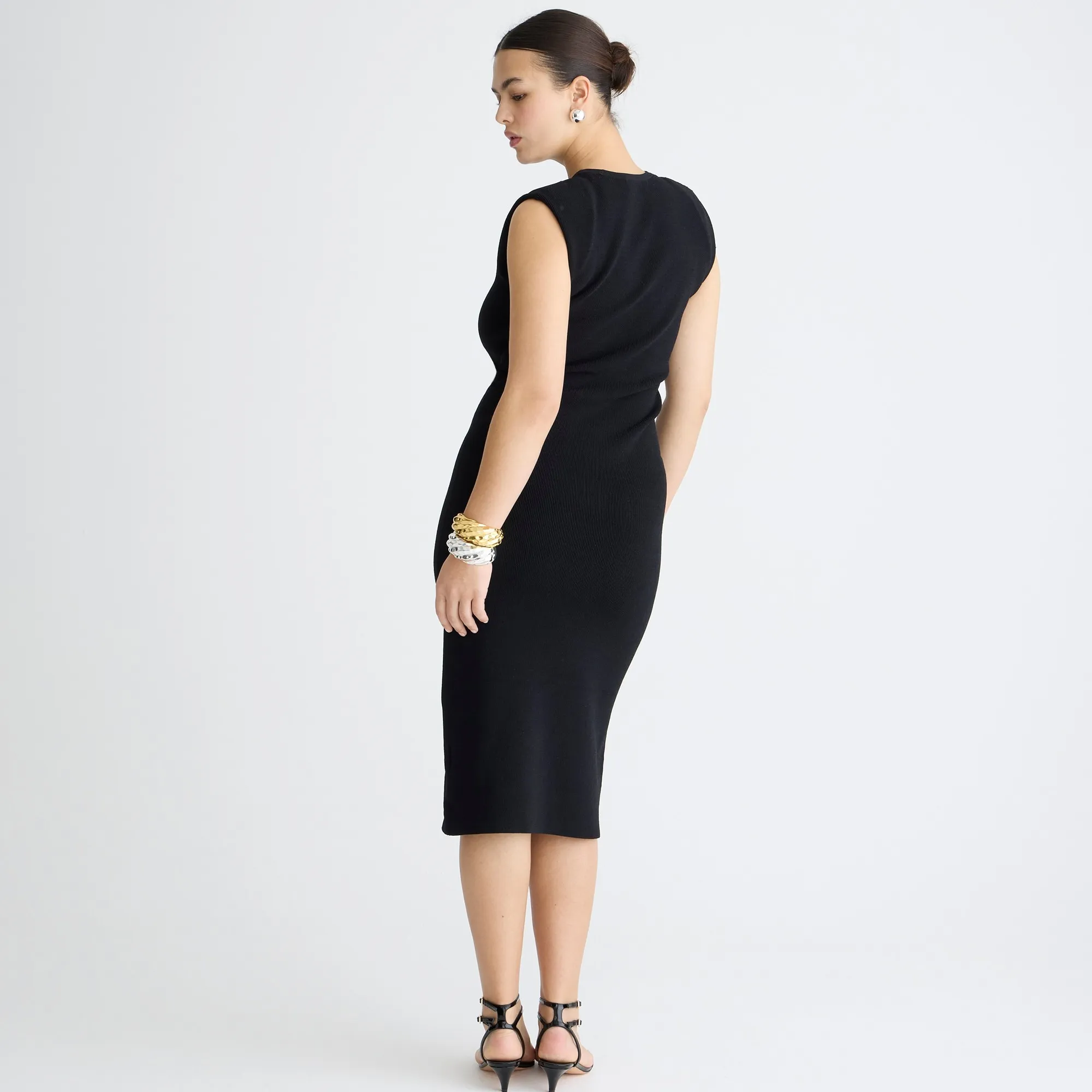 Sleeveless sweater-dress in stretch viscose blend