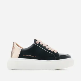 Sneakers vegana nera con sperone platino rosato