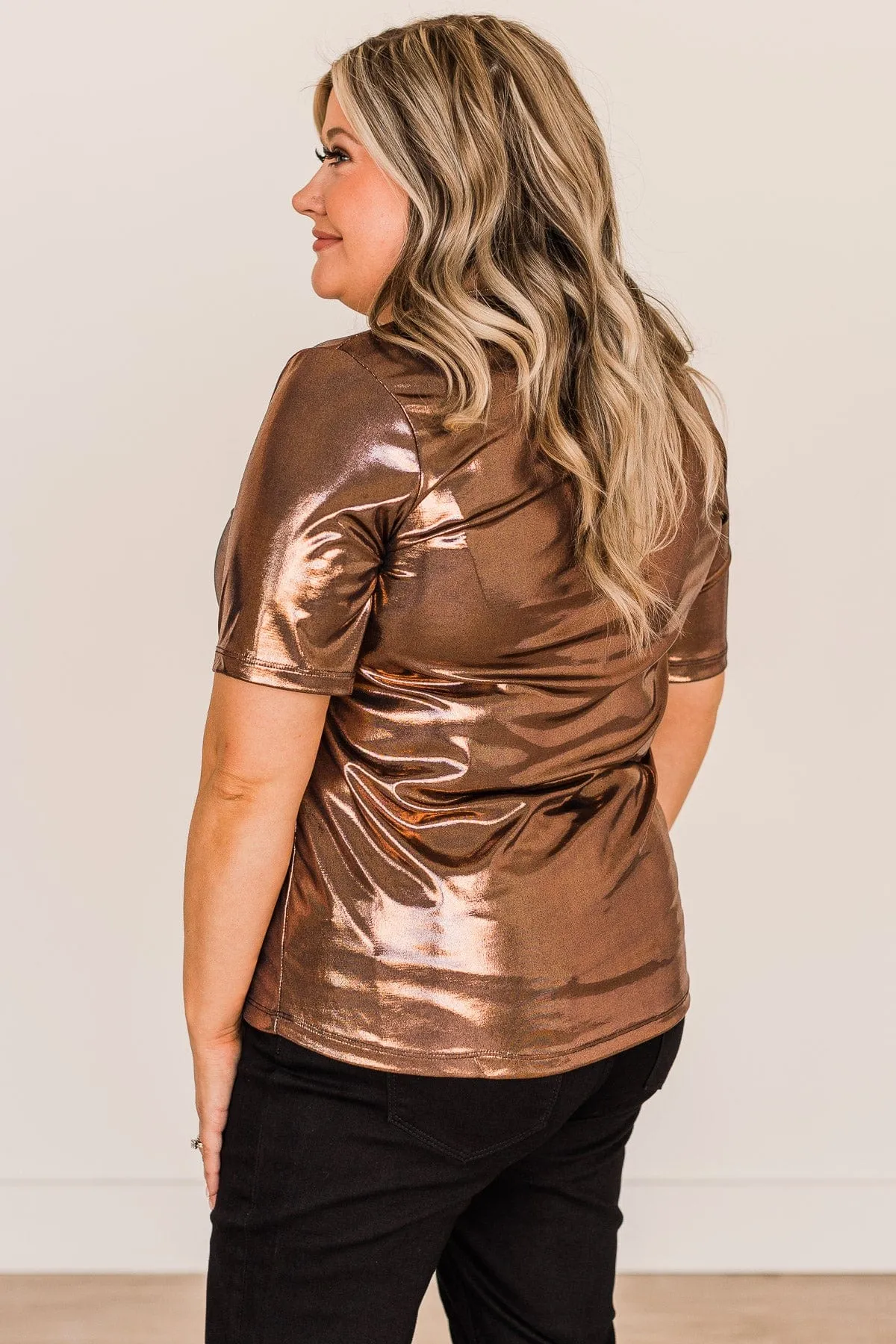 Stealing The Show Metallic Top- Copper