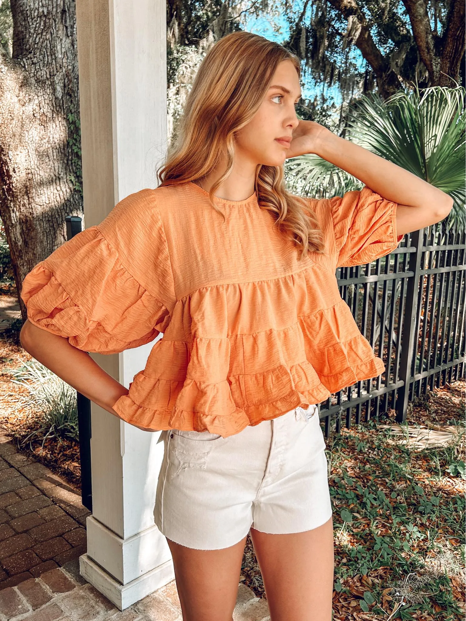 Sunshine Babydoll Top | Apricot